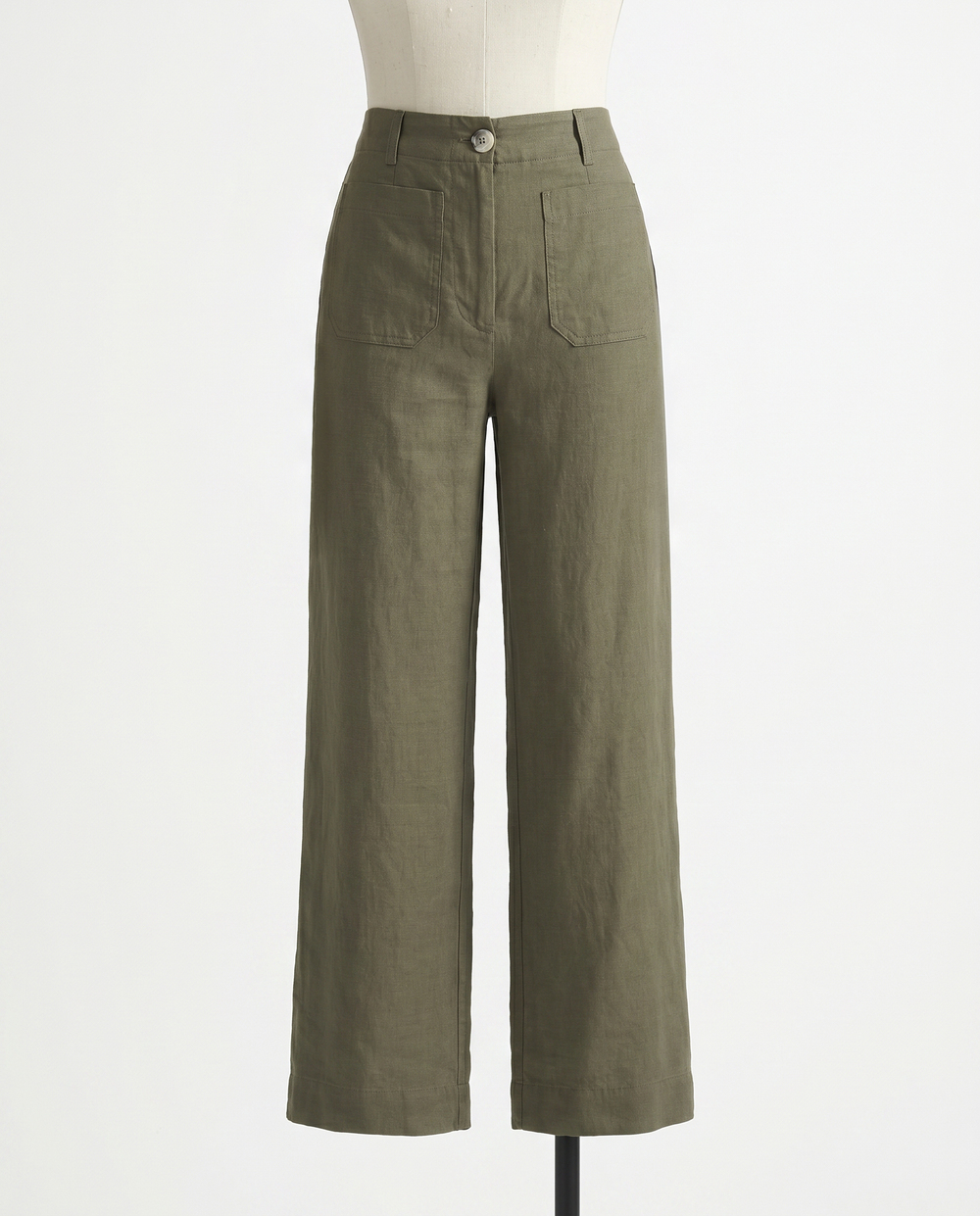 100% European Linen Patch Pocket Wide Leg Pants - 28"